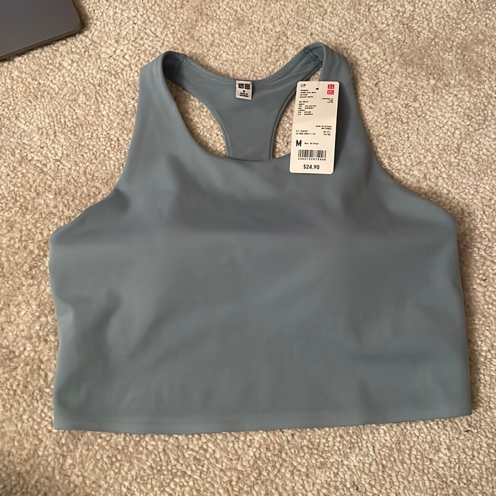 Uniqlo Wireless Bra Active Racer Back Light Blue, Size M